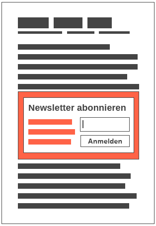 Newsletter-Anmeldung in Pop-Up