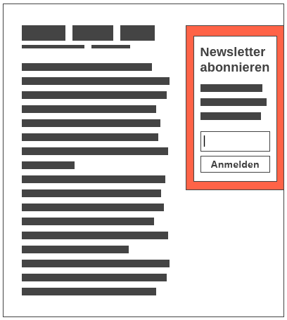 Newsletter-Anmeldung in der Sidebar